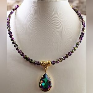 Volcano Beads And Volcano / Vitrail Pendant Necklace